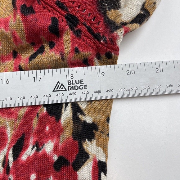 Zozo Knit Cardigan Sweater Linen Blend Size L Button Front Floral Thin - Picture 6 of 10